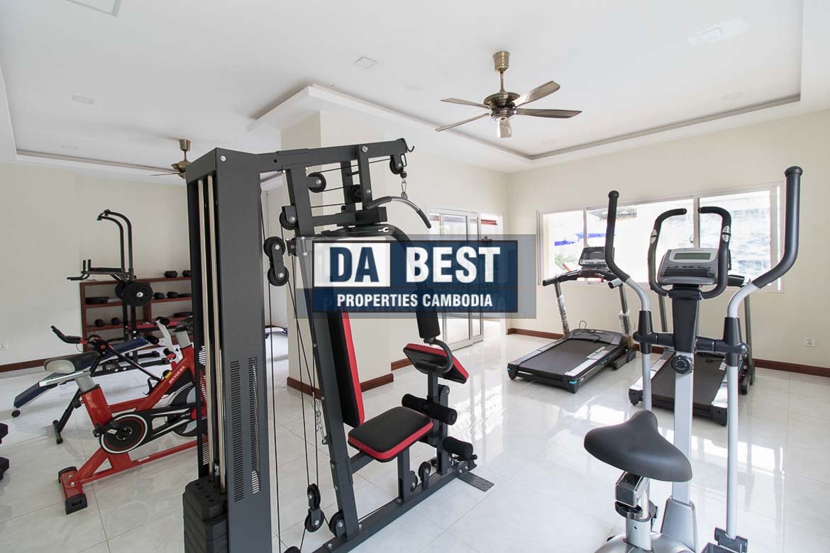 Generous 2 bedroom serviced apartment for rent in Siem Reap Angkor view of fully equipped gym