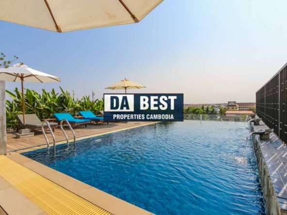 Fully Furnished serviced apartment in Siem Reap Wat Bo for rent with rooftop pool and gym, elevator - Pool