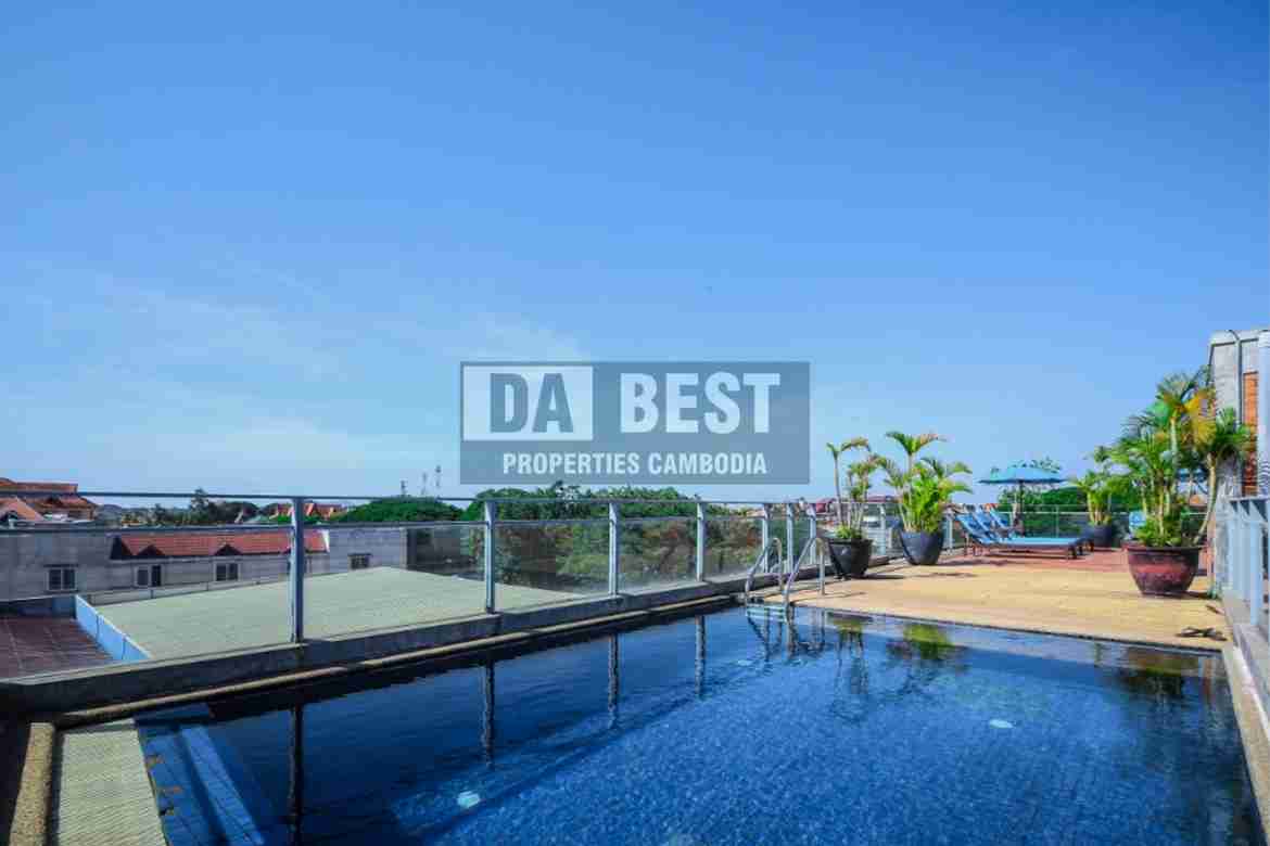 Central River View 1 bedroom apartment for rent in Siem Reap with rooftop pool