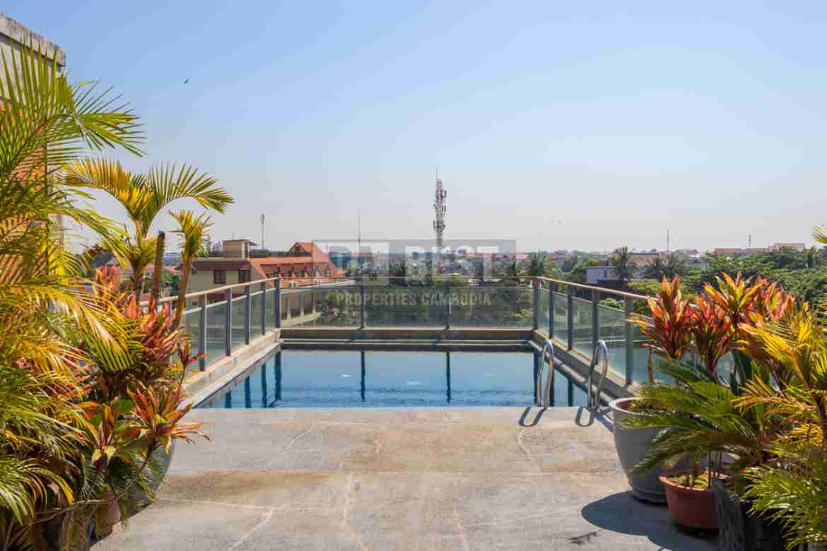 Central River View 2 bedroom serviced apartment for rent in Siem Reap with rooftop pool