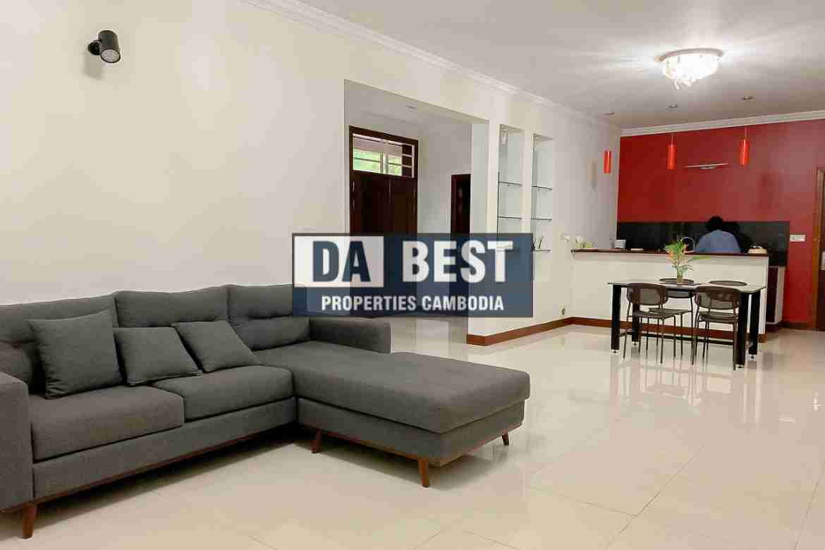 4 bedroom family villa for long term rent with shared swimming pool in siem reap dining table and sofa 2