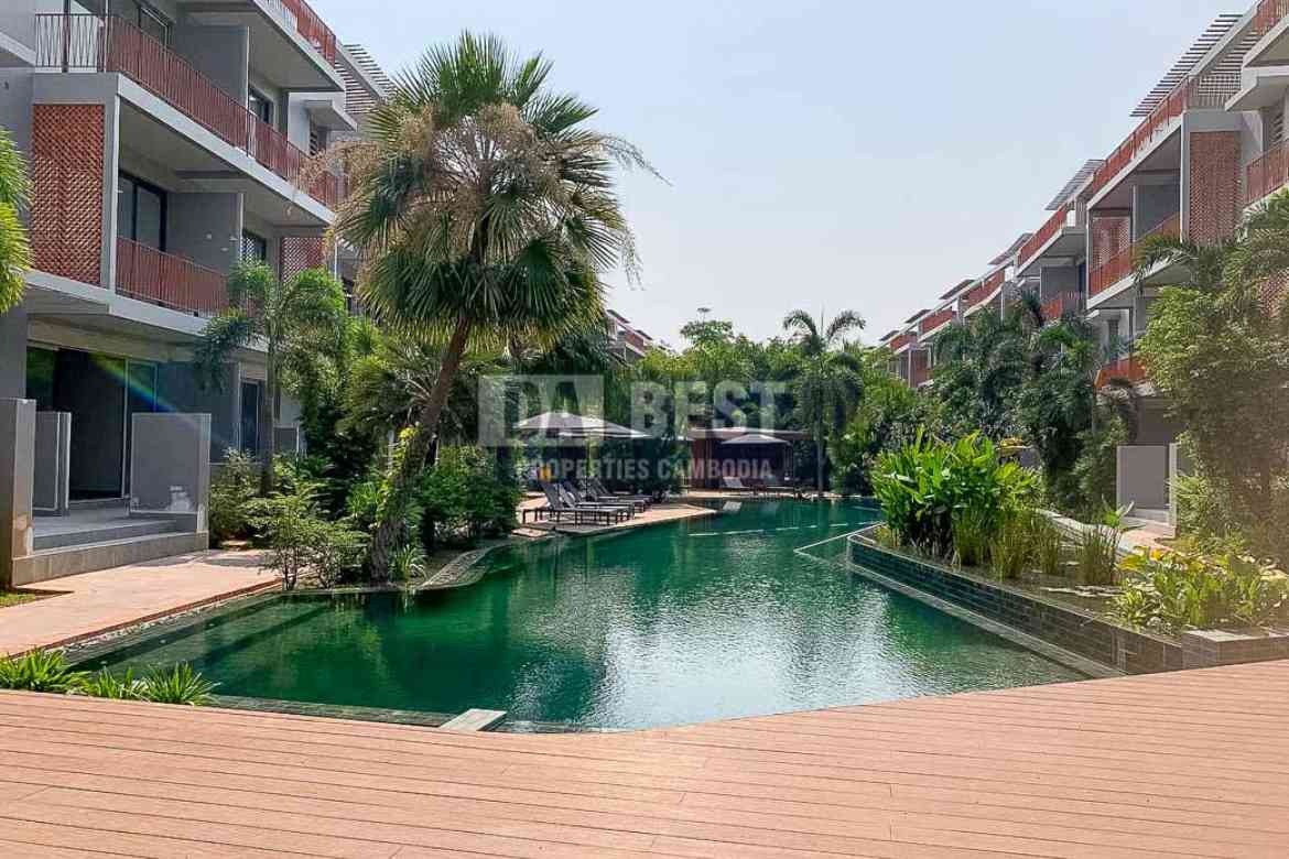 Modern Condo 1 Bedroom For Sale in Krong Siem Reap at Angkor Grace Resort Front View with modern swimming pool