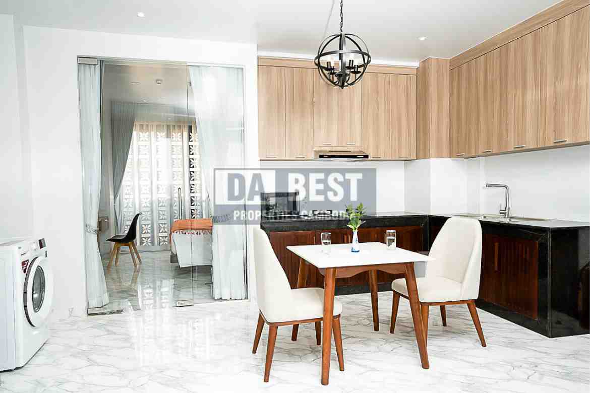 Central 1 Bedroom Serviced Apartment For Rent In Siem Reap With Modern Living Room, Kitchen And Swimming Pool - Kitchen