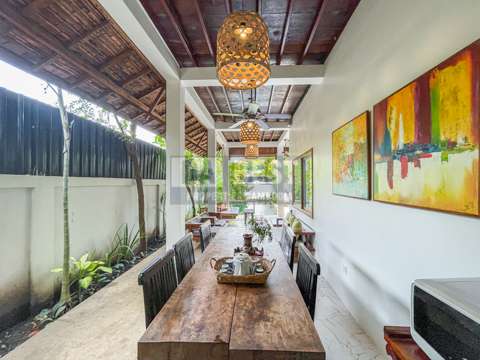 Wooden House 4 Bedrooms for Rent with Private Swimming Pool in Siem Reap - Dining Area-2