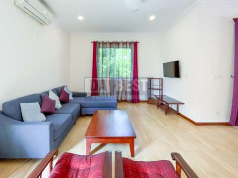 1 Bedroom Apartment With Pool For Rent In Svay Dankum – Livingroom-2